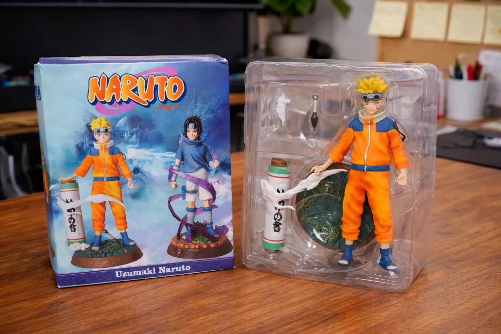 Naruto collectible figure display setup.webp